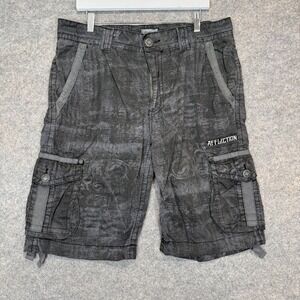 Affliction Baggy Cargo Shorts Mens 34 Motor Club Skulls Y2K Grunge Dark Gray 11"